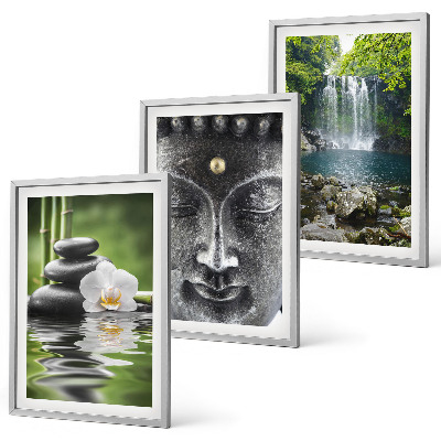 Bilder-3er-set mit rahmen Harmoniesteine ​​Wasser Buddha