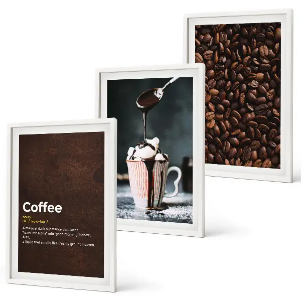 Kaffeegetränk mit Schlagsahne 3er-Set Bilder mit Rahmen