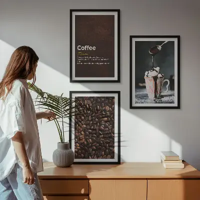 Kaffeegetränk mit Schlagsahne 3er-Set Bilder mit Rahmen