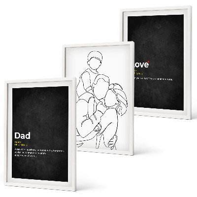 Bilder-3er-set mit rahmen Familiengeschichte, Kunst, Liebe, Vaterschaft