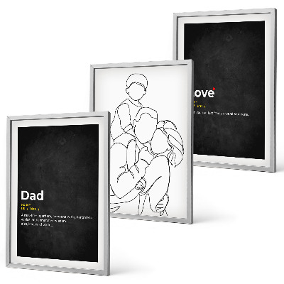 Bilder-3er-set mit rahmen Familiengeschichte, Kunst, Liebe, Vaterschaft