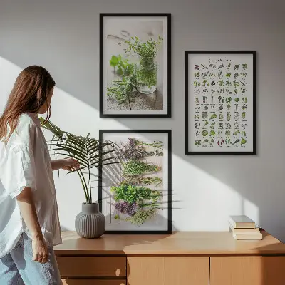 Gerahmtes Set aus getrockneten Küchenkräutern dekorative Bilder für die Küche
