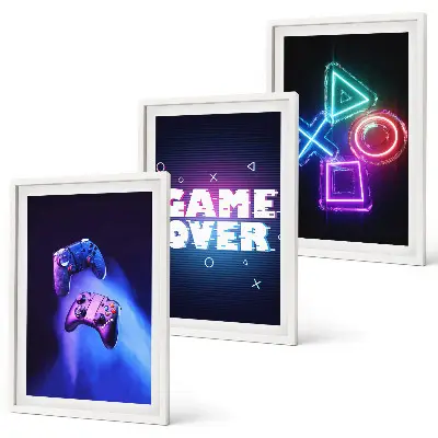 Game Over Gamepads 3er-Set Bilder mit Rahmen