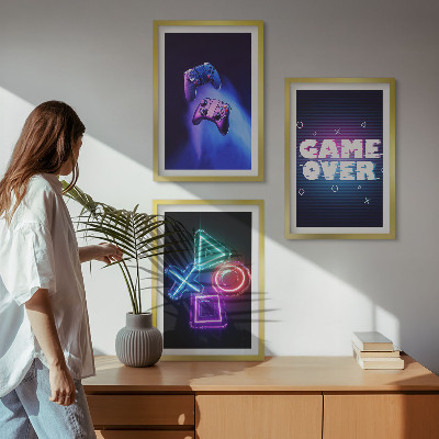 Bilder-3er-set mit rahmen Game Over Gamepads