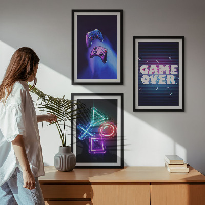 Bilder-3er-set mit rahmen Game Over Gamepads