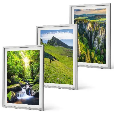 Grüne Berge Wasserfallwald 3er-Set Bilder mit Rahmen