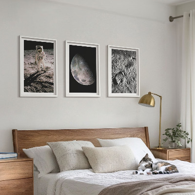 Gerahmtes bilderset Astronautenfoto vom Mond