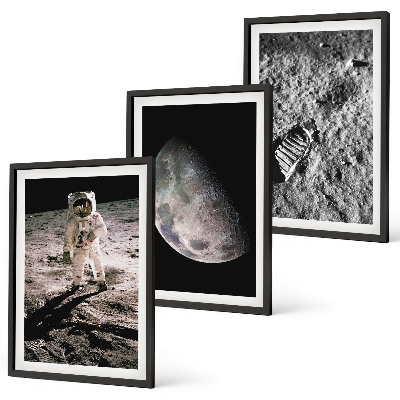 Gerahmtes bilderset Astronautenfoto vom Mond