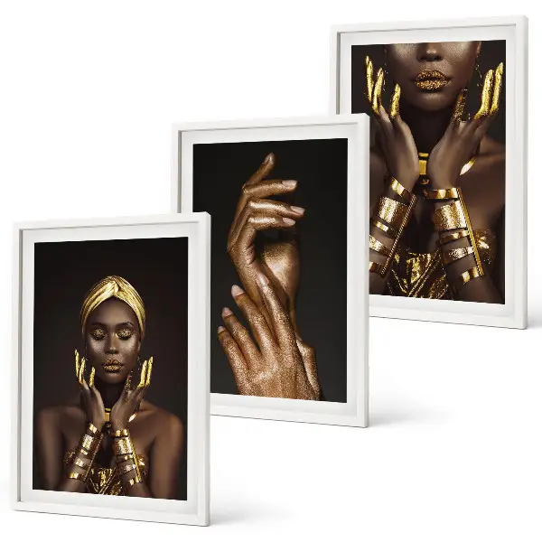 Porträts afrikanischer Frauen 3er-Set Bilder inklusive Rahmen