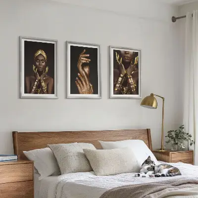 Porträts afrikanischer Frauen 3er-Set Bilder inklusive Rahmen
