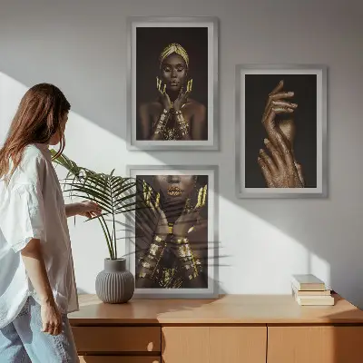 Porträts afrikanischer Frauen 3er-Set Bilder inklusive Rahmen