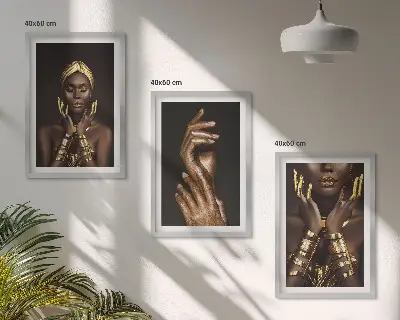 Porträts afrikanischer Frauen 3er-Set Bilder inklusive Rahmen