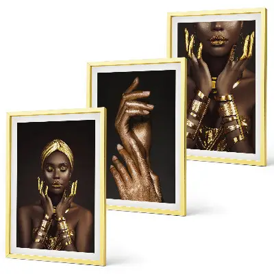 Porträts afrikanischer Frauen 3er-Set Bilder inklusive Rahmen