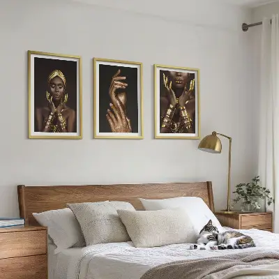 Porträts afrikanischer Frauen 3er-Set Bilder inklusive Rahmen