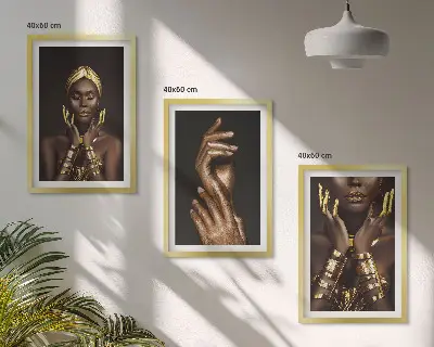 Porträts afrikanischer Frauen 3er-Set Bilder inklusive Rahmen