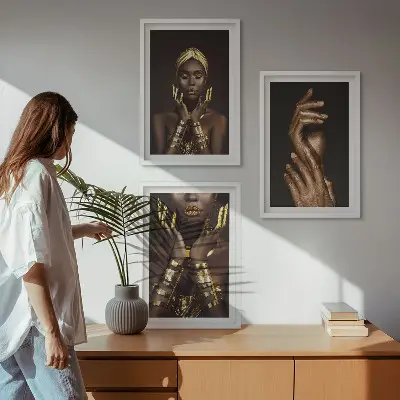 Porträts afrikanischer Frauen 3er-Set Bilder inklusive Rahmen