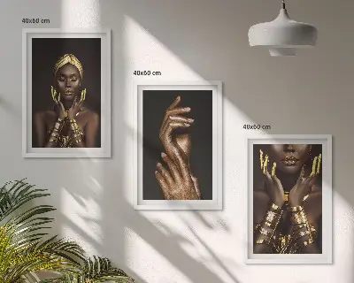 Porträts afrikanischer Frauen 3er-Set Bilder inklusive Rahmen