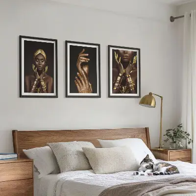 Porträts afrikanischer Frauen 3er-Set Bilder inklusive Rahmen