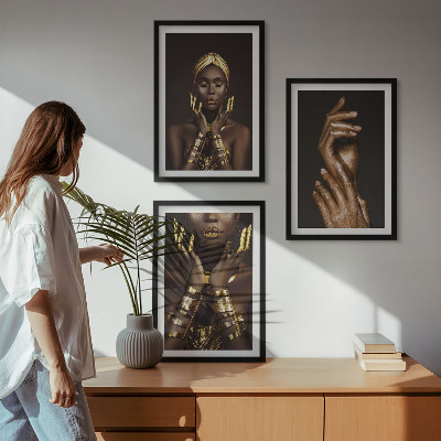 Bilder-3er-set mit rahmen Porträts afrikanischer Frauen