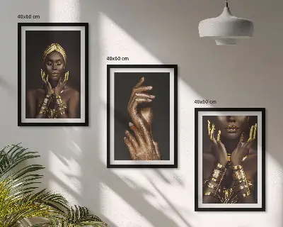 Porträts afrikanischer Frauen 3er-Set Bilder inklusive Rahmen