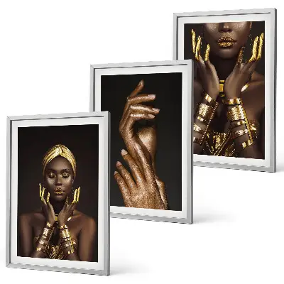Porträts afrikanischer Frauen 3er-Set Bilder inklusive Rahmen