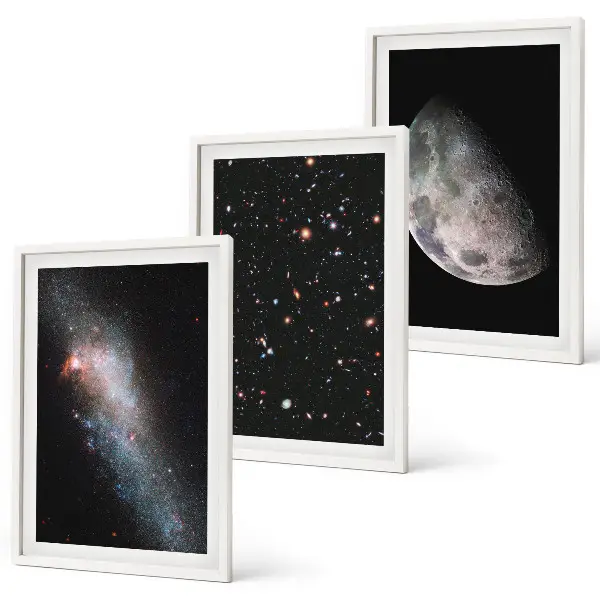 3er-Set Weltraum Bilder mit Rahmen in Galaxien Design