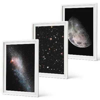3er-Set Weltraum Bilder mit Rahmen in Galaxien Design