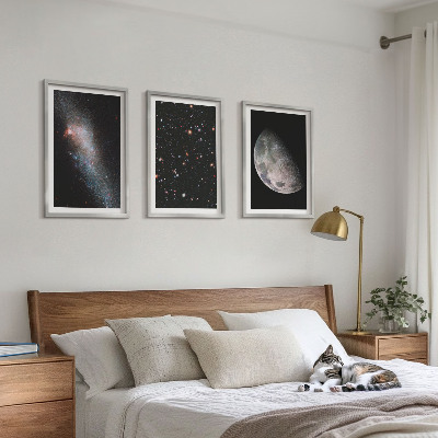 Bilder-3er-set mit rahmen Weltraum Galaxien Sterne Mond