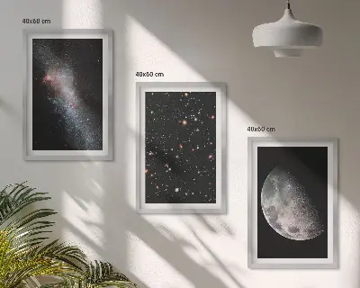3er-Set Weltraum Bilder mit Rahmen in Galaxien Design
