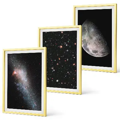 3er-Set Weltraum Bilder mit Rahmen in Galaxien Design