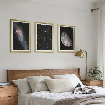 3er-Set Weltraum Bilder mit Rahmen in Galaxien Design