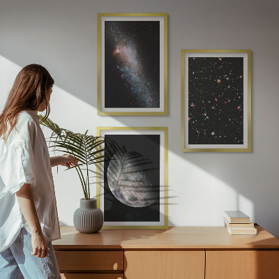 Bilder-3er-set mit rahmen Weltraum Galaxien Sterne Mond