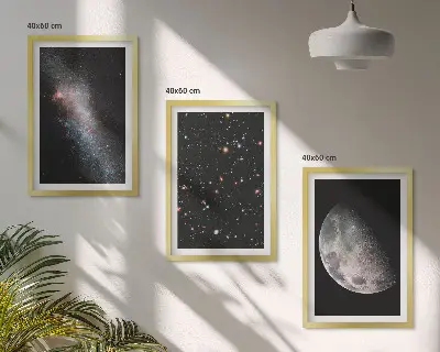3er-Set Weltraum Bilder mit Rahmen in Galaxien Design