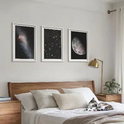 3er-Set Weltraum Bilder mit Rahmen in Galaxien Design