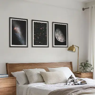 3er-Set Weltraum Bilder mit Rahmen in Galaxien Design