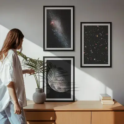 3er-Set Weltraum Bilder mit Rahmen in Galaxien Design