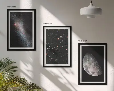 3er-Set Weltraum Bilder mit Rahmen in Galaxien Design