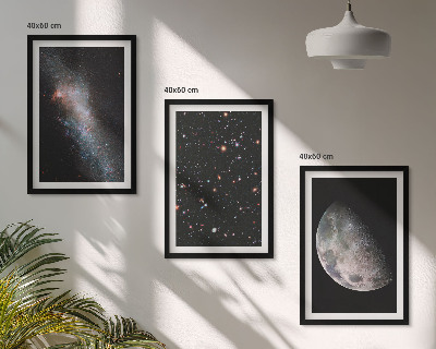 Bilder-3er-set mit rahmen Weltraum Galaxien Sterne Mond