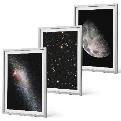 3er-Set Weltraum Bilder mit Rahmen in Galaxien Design