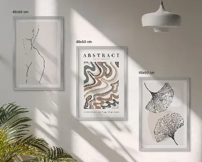 Gerahmtes Bilderset mit abstrakten Boho-Musterformen