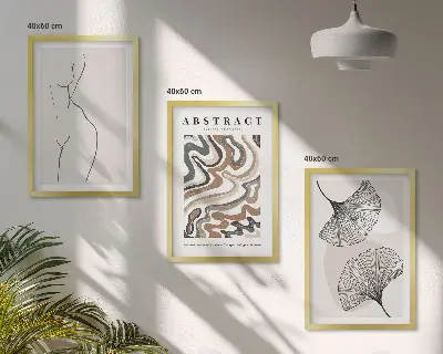 Gerahmtes Bilderset mit abstrakten Boho-Musterformen