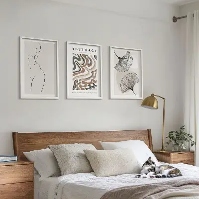 Gerahmtes Bilderset mit abstrakten Boho-Musterformen