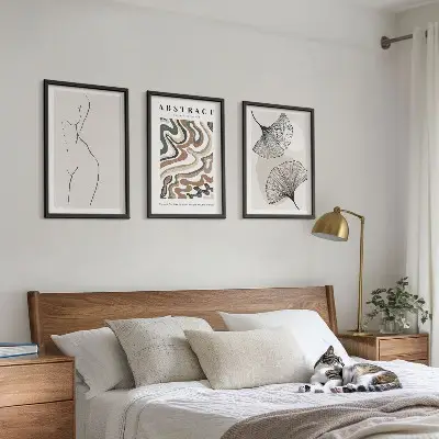 Gerahmtes Bilderset mit abstrakten Boho-Musterformen
