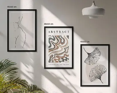 Gerahmtes Bilderset mit abstrakten Boho-Musterformen