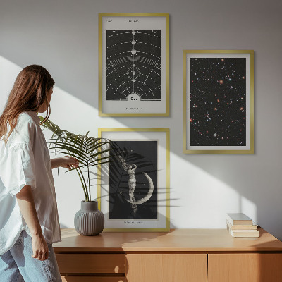 Gerahmtes bilderset Nachtdarstellung des Sonnensystems