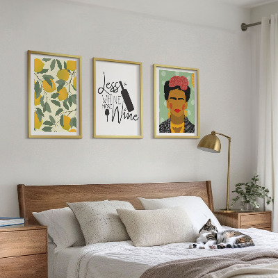 Bilder-3er-set mit rahmen Zitronenweinporträt von Frida