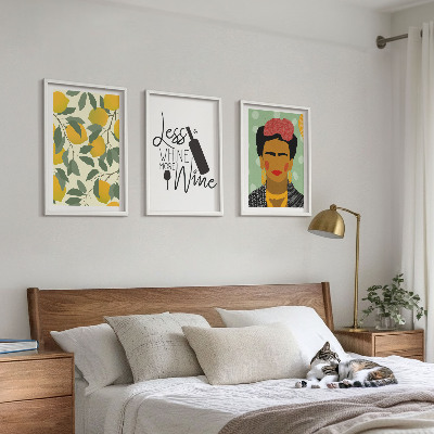 Bilder-3er-set mit rahmen Zitronenweinporträt von Frida
