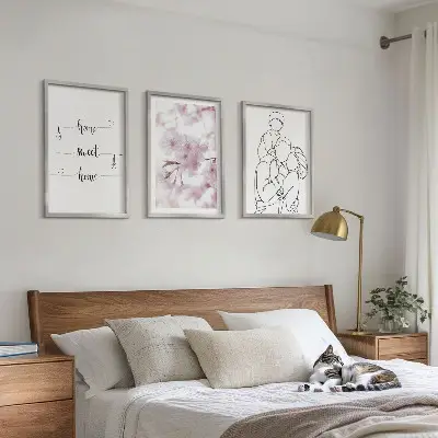 Blumenfamilie minimalistisch 3er-Set Bilder mit Rahmen