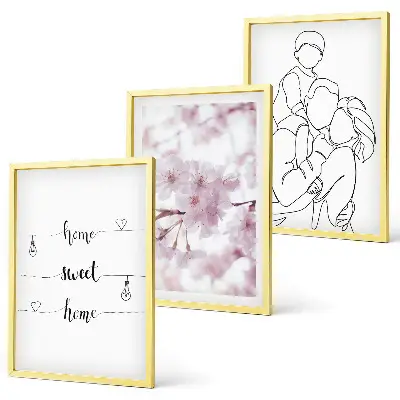 Blumenfamilie minimalistisch 3er-Set Bilder mit Rahmen