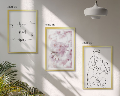 Bilder-3er-set mit rahmen Blumenfamilie minimalistisch